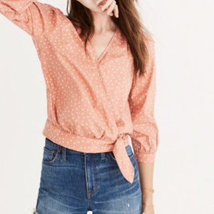 Madewell wrap top in coral star print!